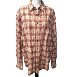 The Territory Ahead Fall Dress Shirt Mens Large Neutral Plaid Cotton Button Up